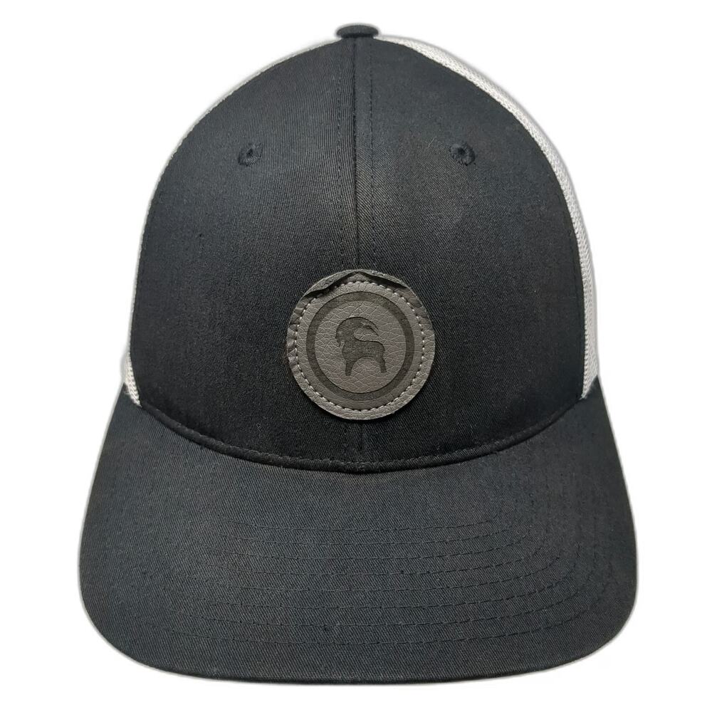 Backcountry Trucker Hat Black White One Size Mesh Back Goat Logo Patch Snapback